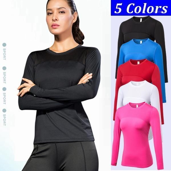 

yoga outfit women's long sleeve compression tights shirt woman running fitness t-shirts workout sports female gym clothing