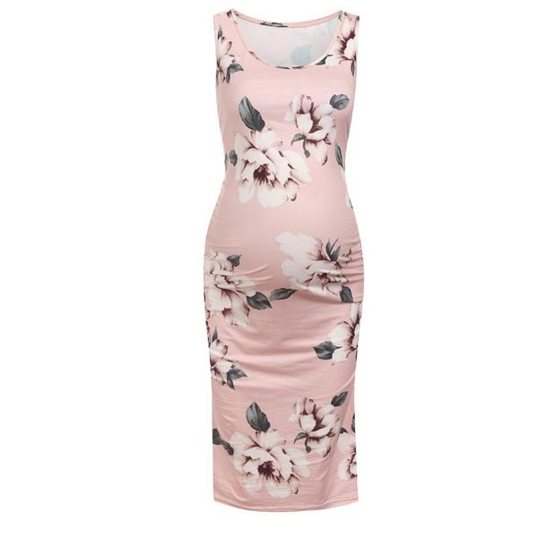

women sleeveless pregnant maternity dress flower sundress clothes mama summer soft casual pregnancy dresses, White