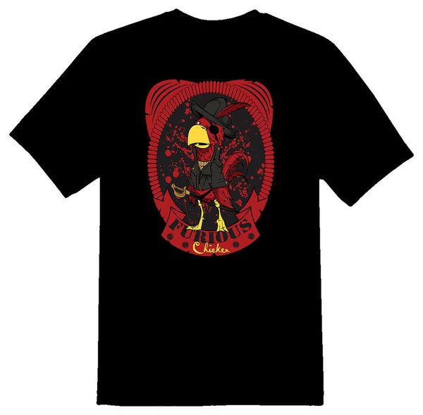 

furious chicken pirate black or white tee shirt, White;black