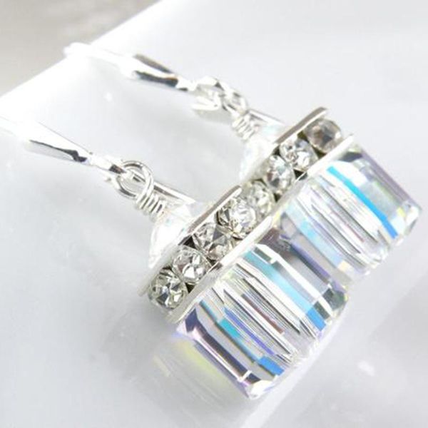 

dangle & chandelier fashion multicolor crystal earrings cubic zirconia for women jewelry red wedding vintage drop bride e5m048, Silver