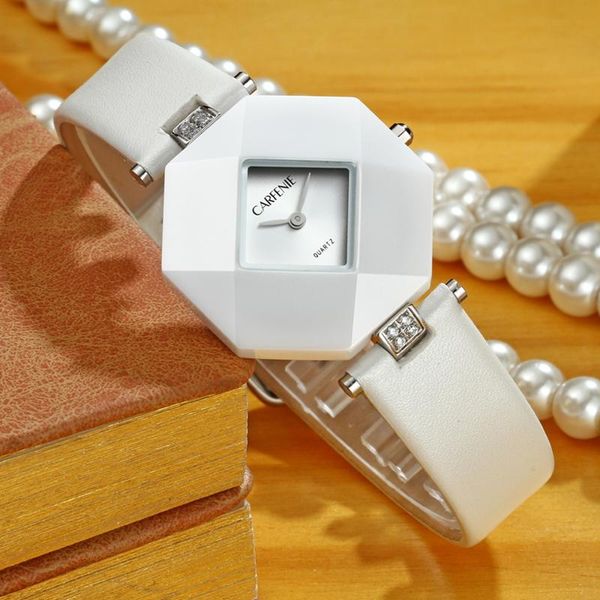 

wristwatches fashion carfenie brand exquisite gift ceramic watch woman lovers dress watches commercial quartz clock, Slivery;brown