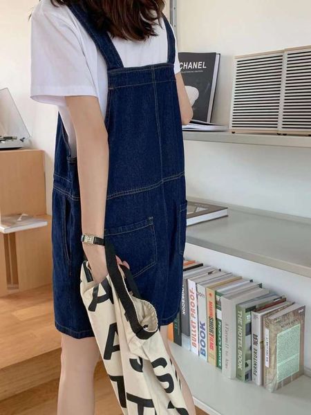 

summer version simple dark blue loose wide leg women's carrying shorts