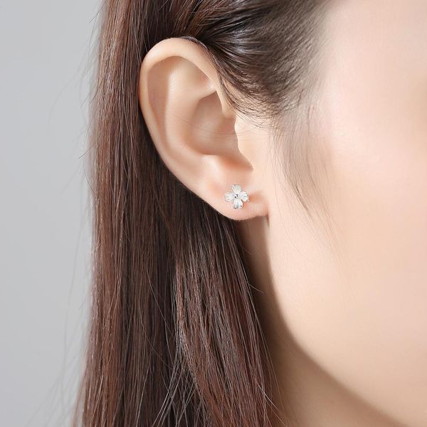 

elegant flower sterling silver stud earrings for women plant style fine jewelry pendientes, Golden;silver