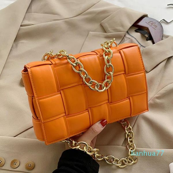

designer- chain flap crossbody fashion bag shoulder handbag women's high pu woven leather messenger tote bags