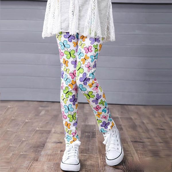 

trousers spring and autumn girls' big kids' printed leggings, Blue