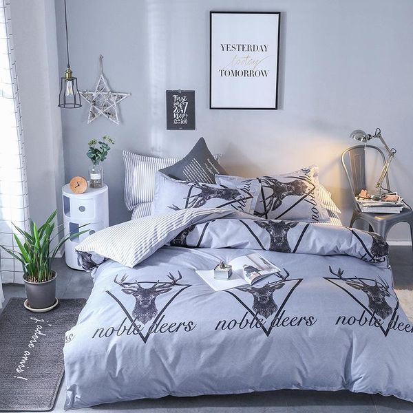 

bedding sets home textiles gray nordic style duvet cover set 4 pieces bedclothes include bed sheet pillowcase comforter oceania