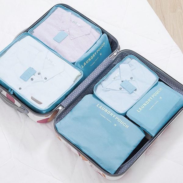 

six-piece suit organizer sets travel carryon bag suitcase accesorios para organizar ropa organizador semana duffel bags