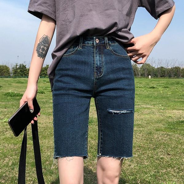 

women's shorts skinny jeans feminino summer womens bottoms 2021 high waist ripped denim short vintage blue/black/gray streetwear casual, White;black