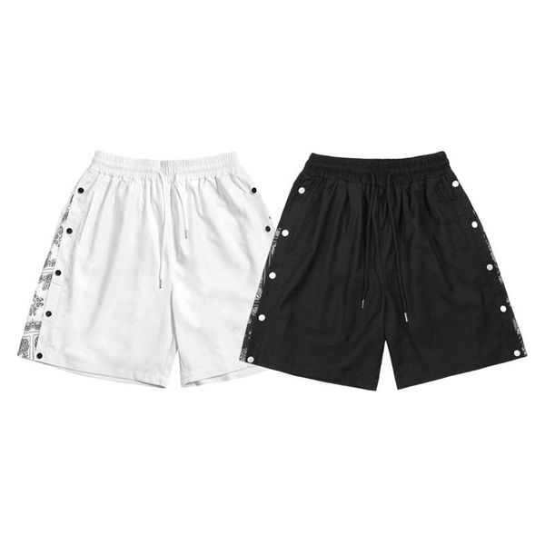 

men's shorts 2021 loose men clothing elastic waist sweat hip hop bandanna casual oversized streetwear high street, White;black