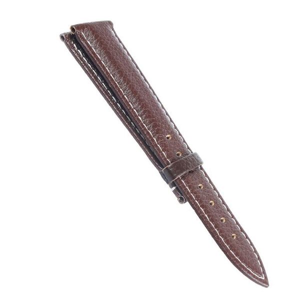 

watch bands leather watchband calf and litchi grain soft accessories for men women, Black;brown