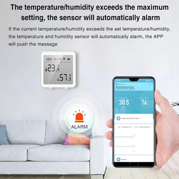

smart home control 2021 tuya zigbee temperature and humidity sensor with led screen works google assistant hub