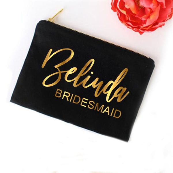 

personalized bridal party bride cosmetic bag,travel bag, letter printed bridesmaid canvas bag,custom name gifts bags & cases