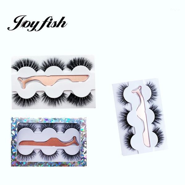 

pairs 18mm real mink false eyelashes and tweezers set cruelty lash natural curly glitter paper box packaging with tray1