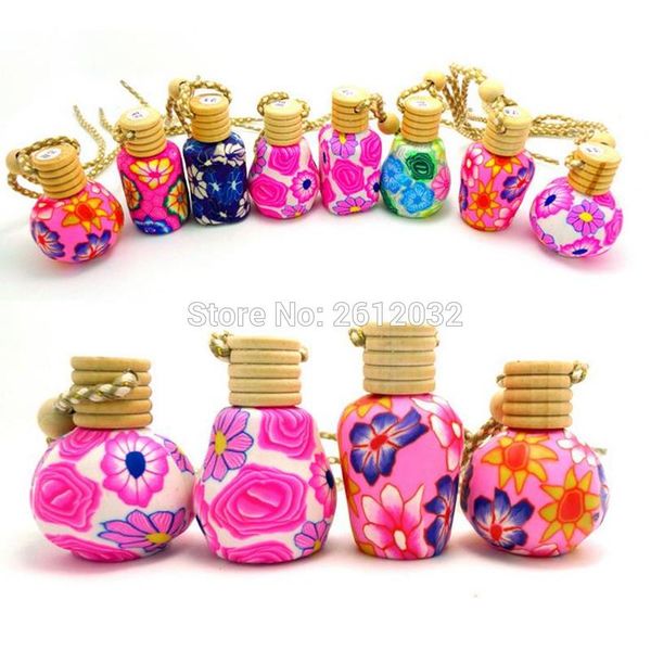 

car hang decoration pendant pottery essential oils perfume empty bottle colorful ceramic glass rope necklace f202110 storage bottles & jars