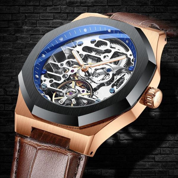 

wristwatches brand men automatic mechanical watch 42mm + movement cowhide strap 80 hours use waterproof luminous reloj hombre, Slivery;brown