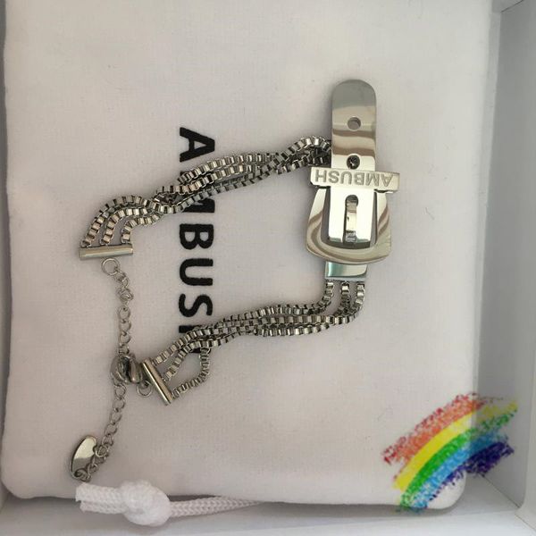 

steel men women quality bracelet metal buckle with original gift box cloth bag accessories, White