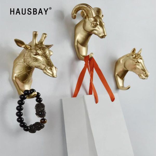 

hooks & rails animal head hook resin craft clothe hat wall key storage rack 3d mural decor ornament hanger041362