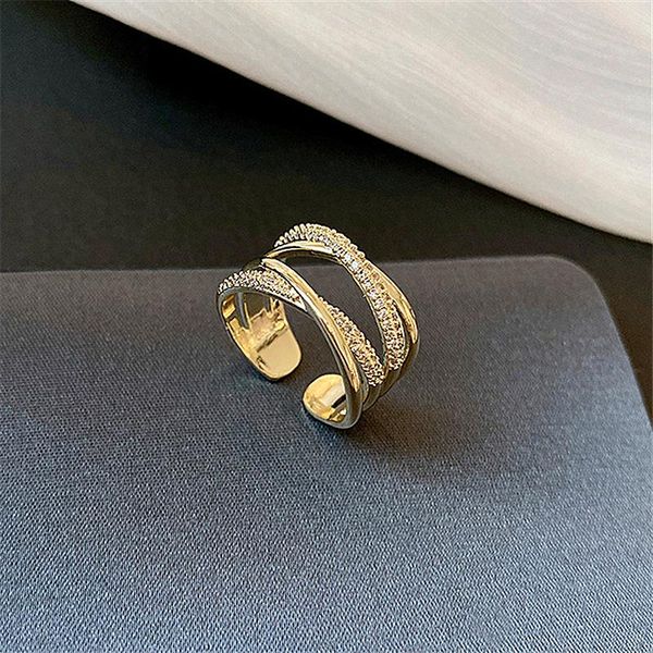 

multi layers criss wide rings for women etrendy jewelry korean adjustable open ring bijoux cluster, Golden;silver