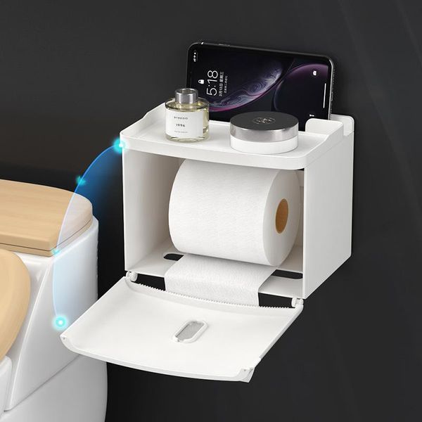 

single-layer toilet tissue box wall mounted roll paper rack waterproof tube pumping storage shelf boxes & napkins