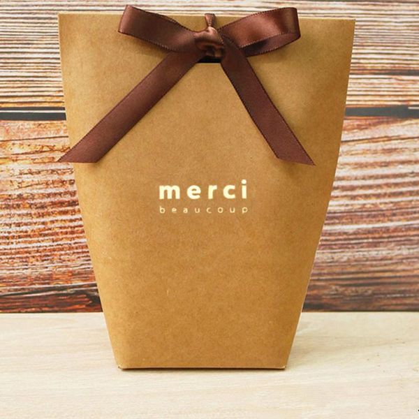 

gift wrap 20/50pcs kraft white merci thank you packaging candy paper wedding dragee box cookie bag wrapping supplies