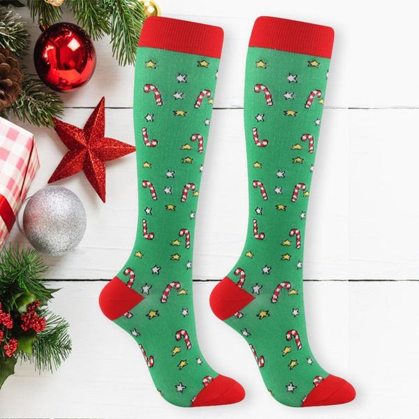 

sports socks women's performance cotton pad leisure christmas pattern cute printing harajuku ladies meias#40, Black