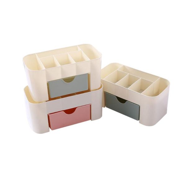 

multifunctional plastic deskcosmetic storage box with small drawer jewelry desk boxes & bins