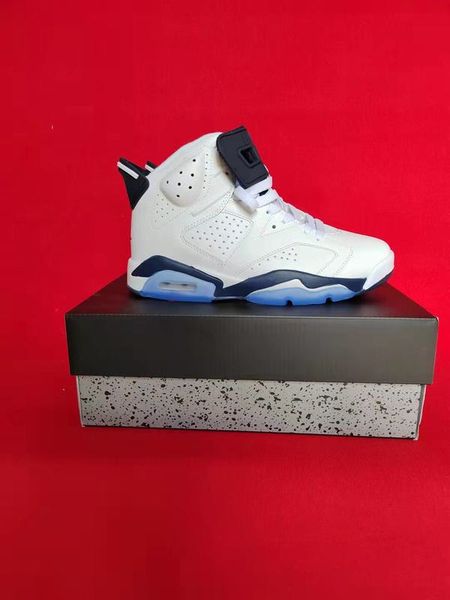 

(with box)2021 6 midnight navy basketball shoes men women white navy 6s sneaker