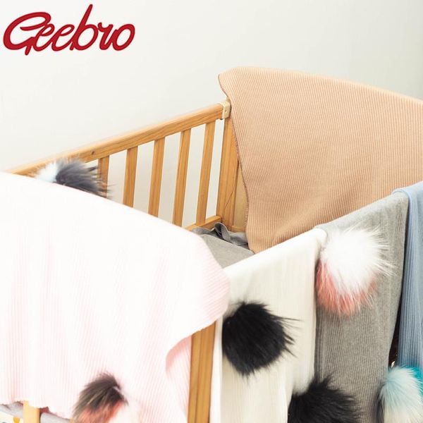 

scarves geebro baby comfortable soft blanket born swaddle wrap cotton ribbed solid color swaddling stroller pography props, Blue;gray