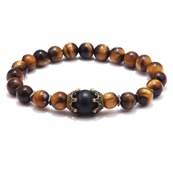 

new selling jewelry punk style agate bracelet men's bracelet crown bracelet, Black