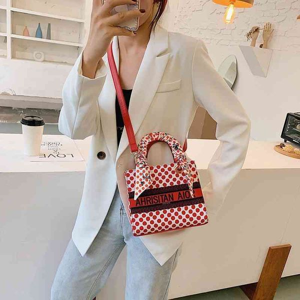 

canvas messenger women's bag 2020 new fashion net red french diana bag fashion silk scarf portable bag