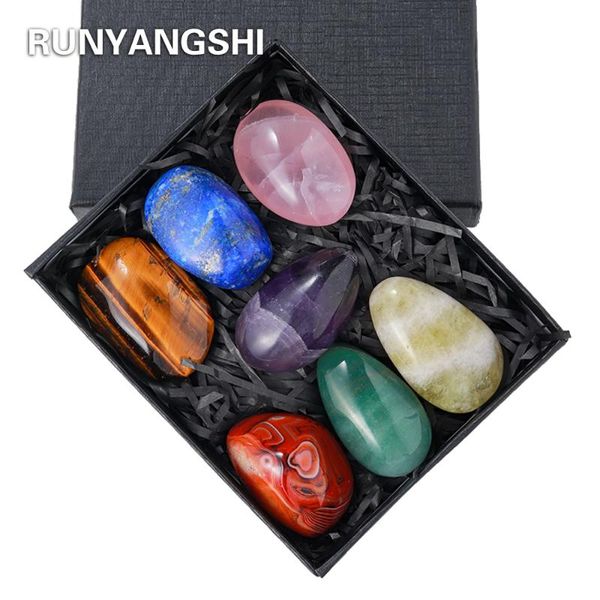 

decorative objects & figurines drop 7pcs/set natural seven color gem 7 chakra reiki crystal healing stone exquisite home decor gift