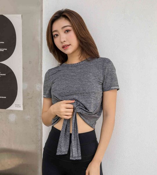 

welfare t-shirt loose net red fitness running blouse yoga suit, Gray