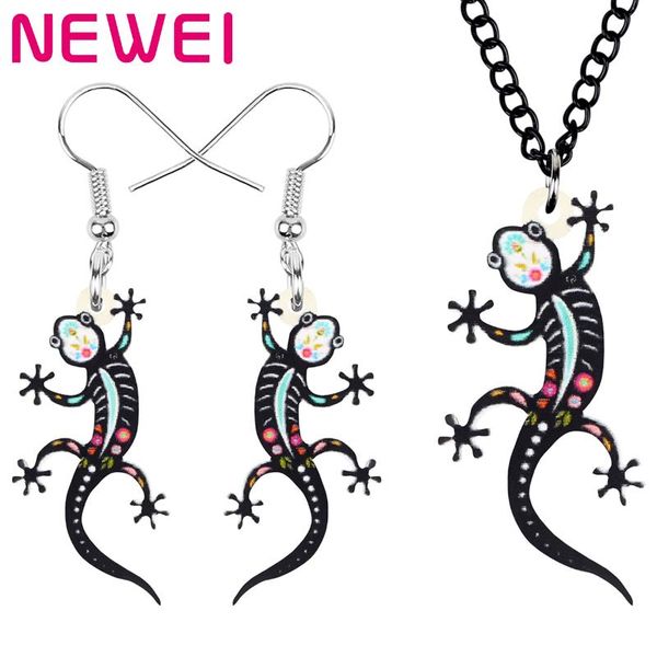 

earrings & necklace ei acrylic halloween floral wall lizard jewelry sets cute aesthetic for women girls kids festival accessory, Silver