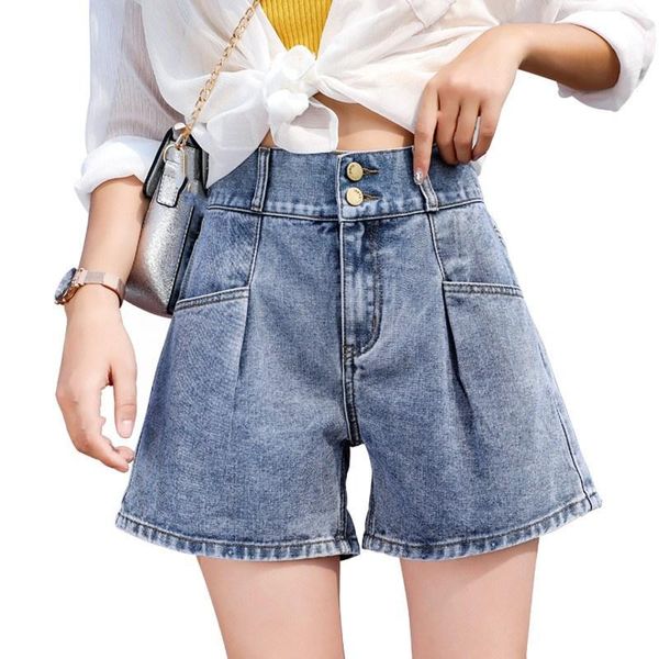 

women's shorts high elastic waist plus size jeans women 2021 summer fashion streetwear crimping denim, White;black