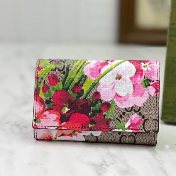 

key case bags women wallets lady purse hand bag clutch fashion letter pink flower purple red hasp pvc printed original leather