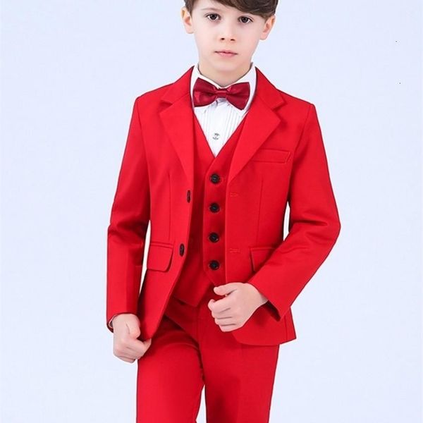 

boy' formal wear handsome tuxedos notch lapel children clothing for wedding party kids suit boy set (jacket+pants+vest+bow) k79, Black