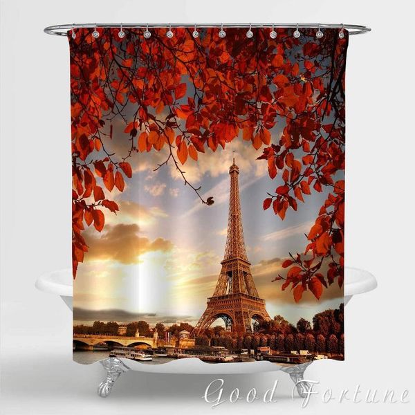 

shower curtains autumn leaf curtain, bathroom decoration at eiffel tower in paris