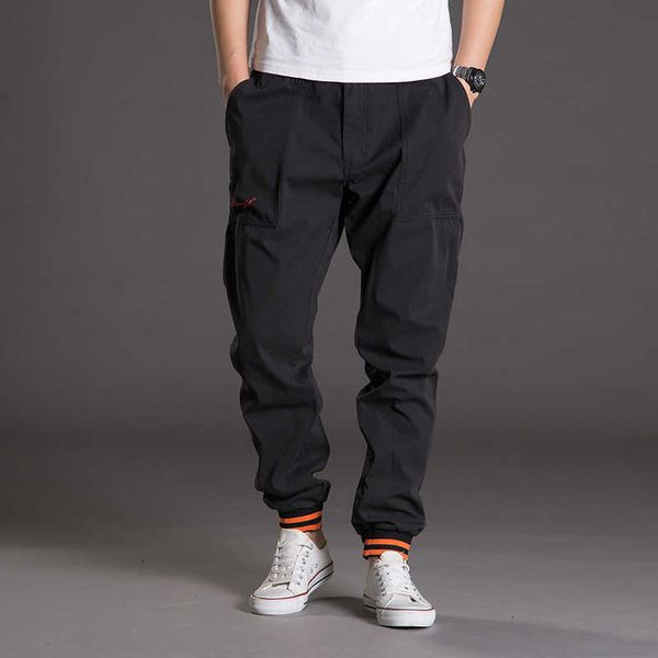 

men's pants large size fashion big pockets full length wide leg good quality male cotton loose casual trousers size 5xl a5wy, Black