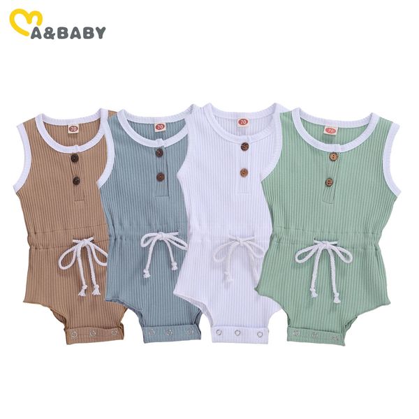 

0-12m born infant baby girl boy romper knitted sleeveless jumpsuit playsuit soft clothes 210515, Blue