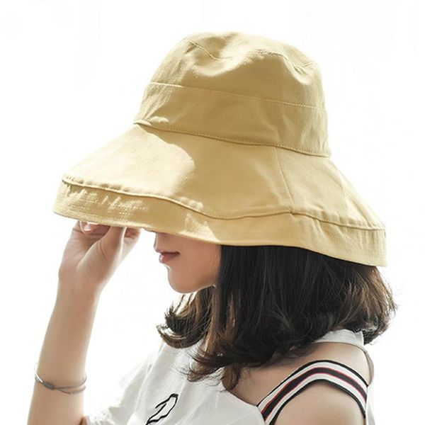 

spring summer big brim bucket hat for women fisherman uv protection sun casual outdoor girl beach cap wide hats, Blue;gray