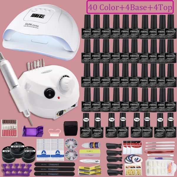

nail art kits 40 colors polish super manicure set with all tools needed for fast drying lamp electric file