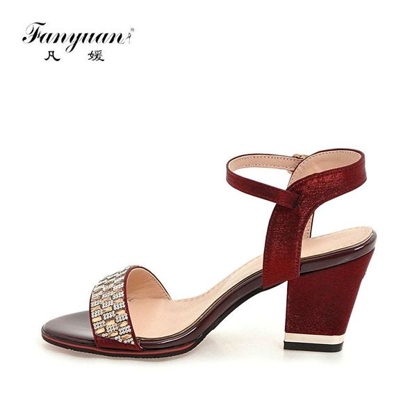 

fanyuan summer women high heels crystal sandals ladies large size 32-43 elegant breathable shallow shoes woman dress, Black