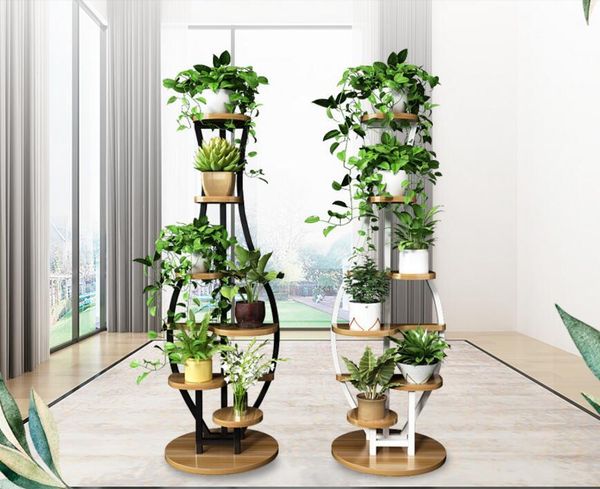

hangers & racks living room household flower shelf, multi-storey indoor balcony iron round decorative green lotus pendant orchid shelf
