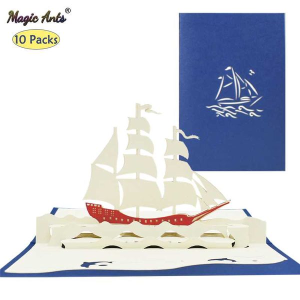

greeting cards 10 pack sailboat model -up birthday with envelope stickers laser cut invitation graduation gifts card