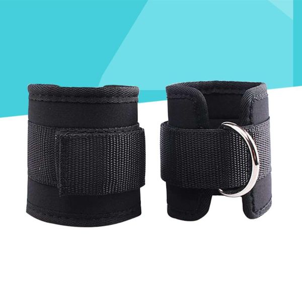 

2pcs sport ankle straps d-ring calfs band for gym workouts machines leg exercises (black) support, Blue;black