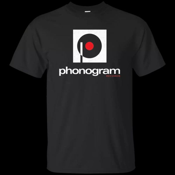 

phonogram, retro, record, label, company, music, vinyl, t-shirt, White;black