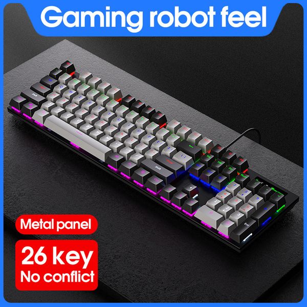 

rgb mechanical keyboard 26 keys conflict-esports green shaft aluminum body waterproof