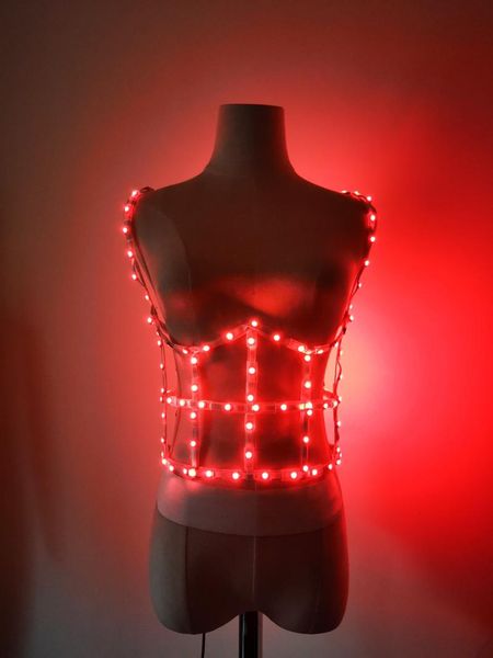 

party decoration woman led cage corset girls halloween dress gogo dance ladies light up outfit suit costume clubwear pa