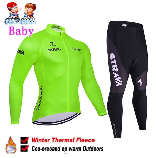 

racing sets 2022 boy winter long sleeve cycling jersey set team clothes thermal fleece mtb cycle clothing kids road bike uniform, Black;blue