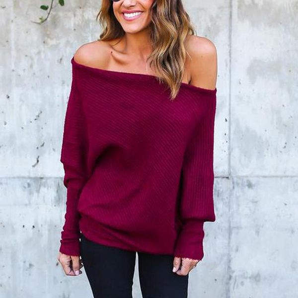 

women's sweaters women autumn spring long batwing sleeve pullovers casual loose jumper knitwear off shoulder knitted sweater, White;black